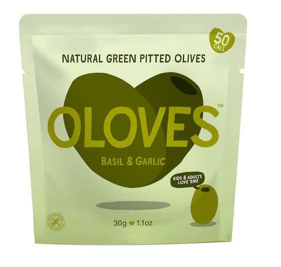 Basil & Garlic Pitted Green Olives by Elma Farms comes in a sealed pouch
