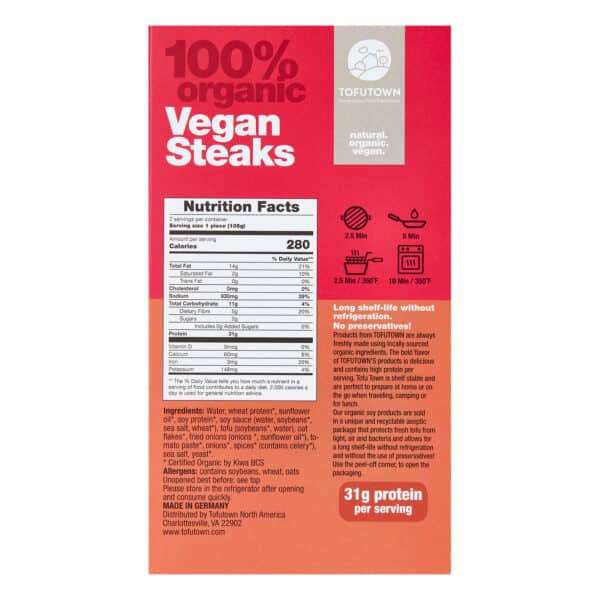 Organic Vegan Steaks by TofuTown