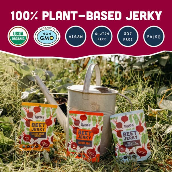 100% plant-based jerky: organic, non-gmo, vegan, gluten-free, soy-free, paleo