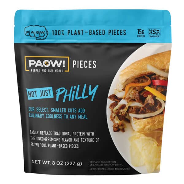 Front of pouch - PAOW! "Not Just Philly" Plant-Based Steak Pieces